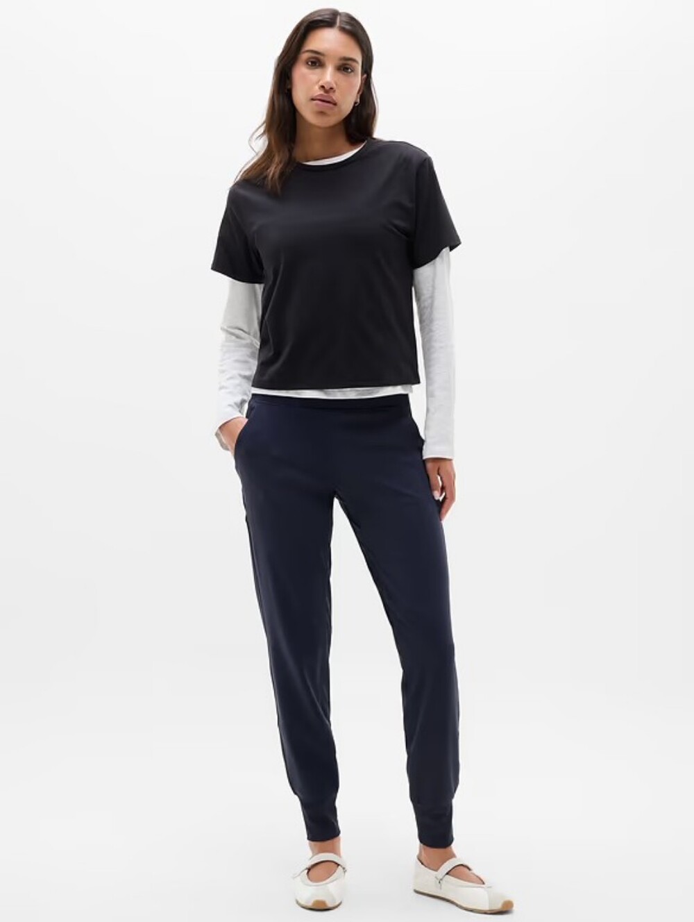 Athleta Venice High Rise Joggers Women Size Medium Navy Blue
